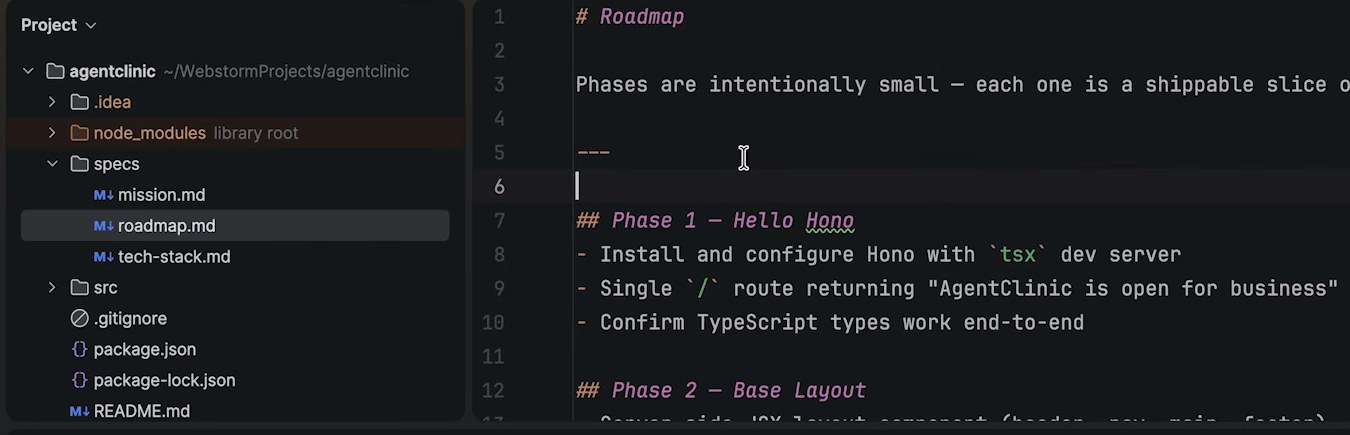 Структура папки specs и дорожная карта: Phase 1, Hello Hono